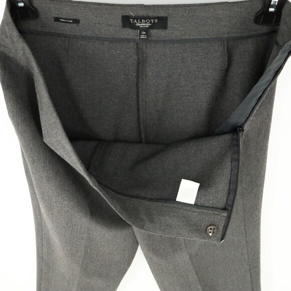 Talbots Dress Pants Petites 12P Gray Heritage Fit Straight Leg Side Zip Stretch - Picture 10 of 11
